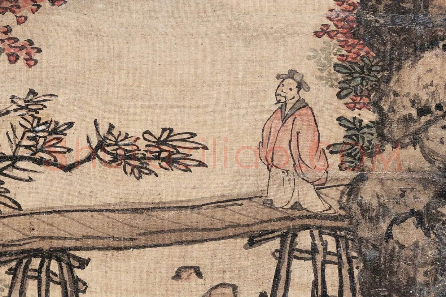 蓝瑛山水画《云壑高逸图》高清大图局部 (2)