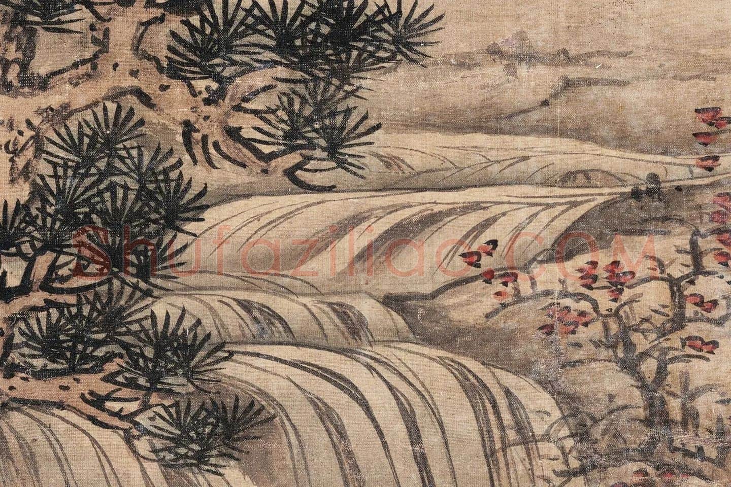 蓝瑛山水画《云壑高逸图》高清大图局部 (4)