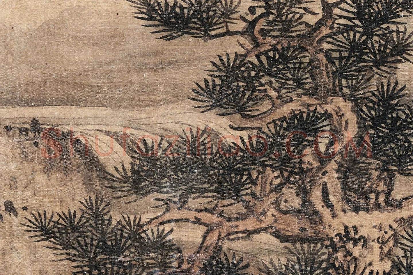 蓝瑛山水画《云壑高逸图》高清大图局部 (5)
