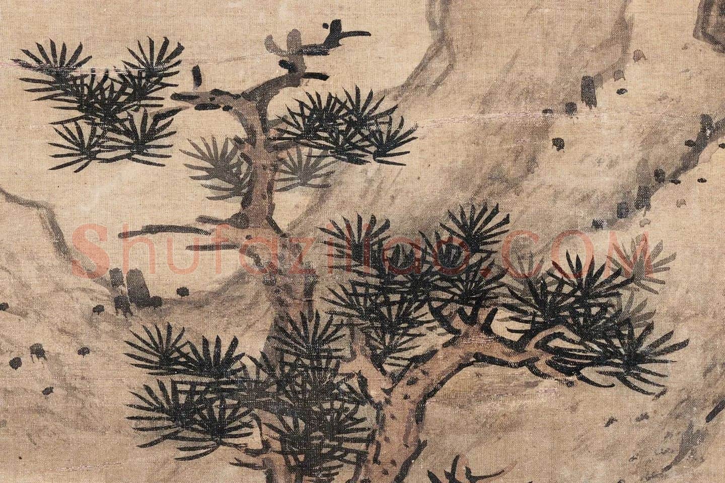 蓝瑛山水画《云壑高逸图》高清大图局部 (6)