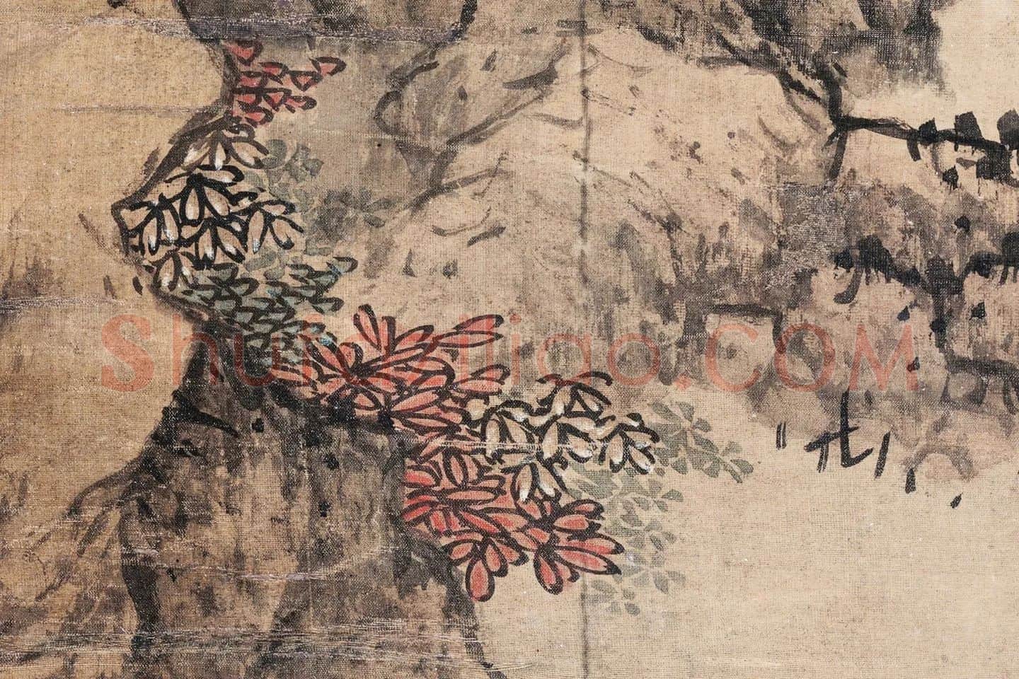 蓝瑛山水画《云壑高逸图》高清大图局部 (12)