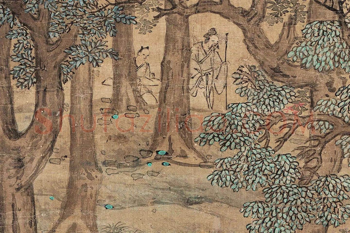 蓝瑛山水《松萝晚翠图》局部 (1)