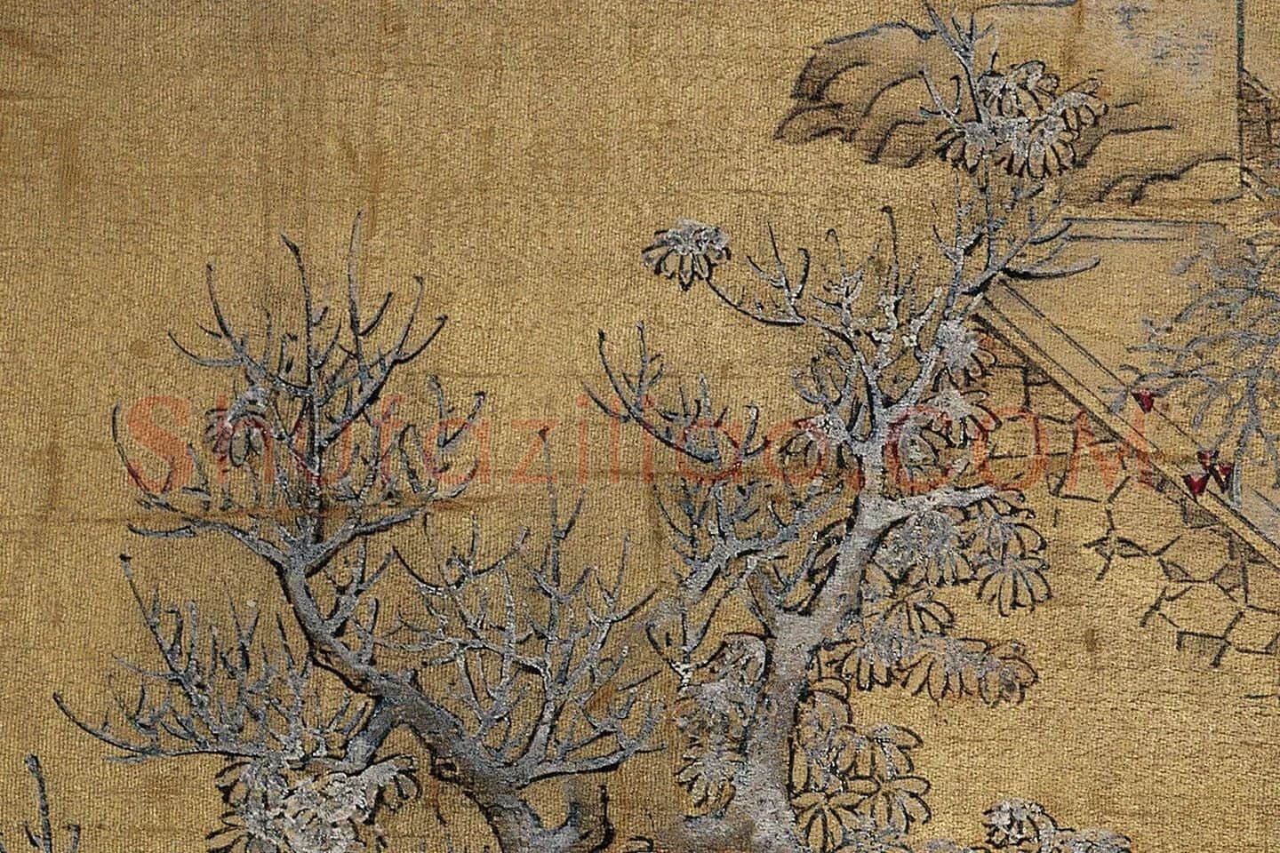 蓝瑛山水小品《仿王维雪溪图》局部 (2)