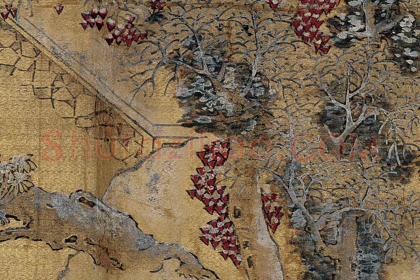 蓝瑛山水小品《仿王维雪溪图》局部 (3)