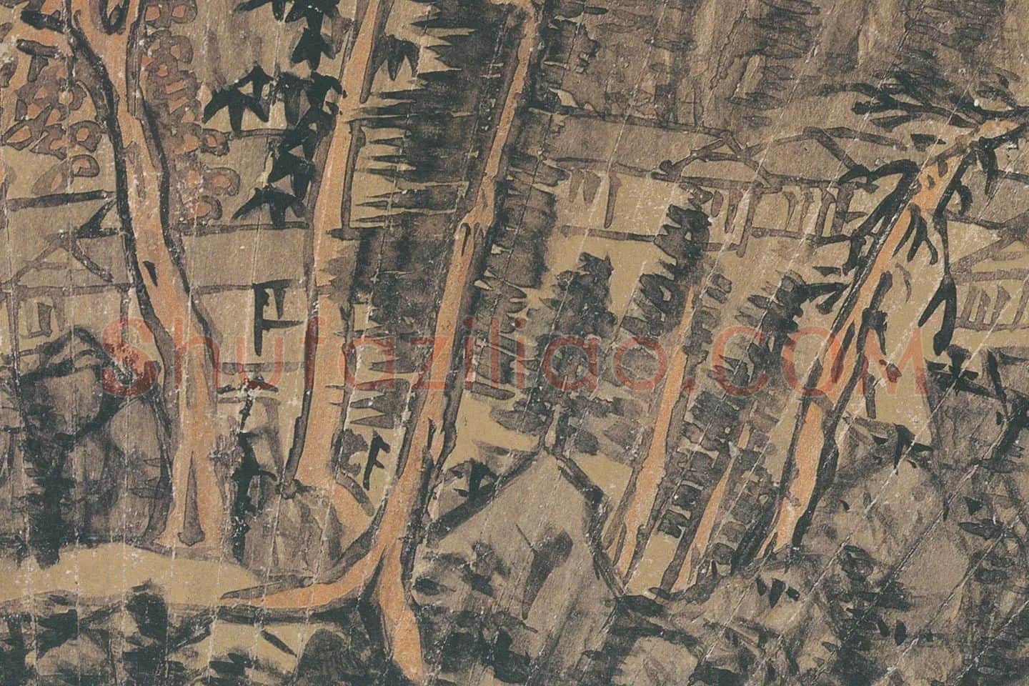 蓝瑛山水扇面画高清大图局部 (4)