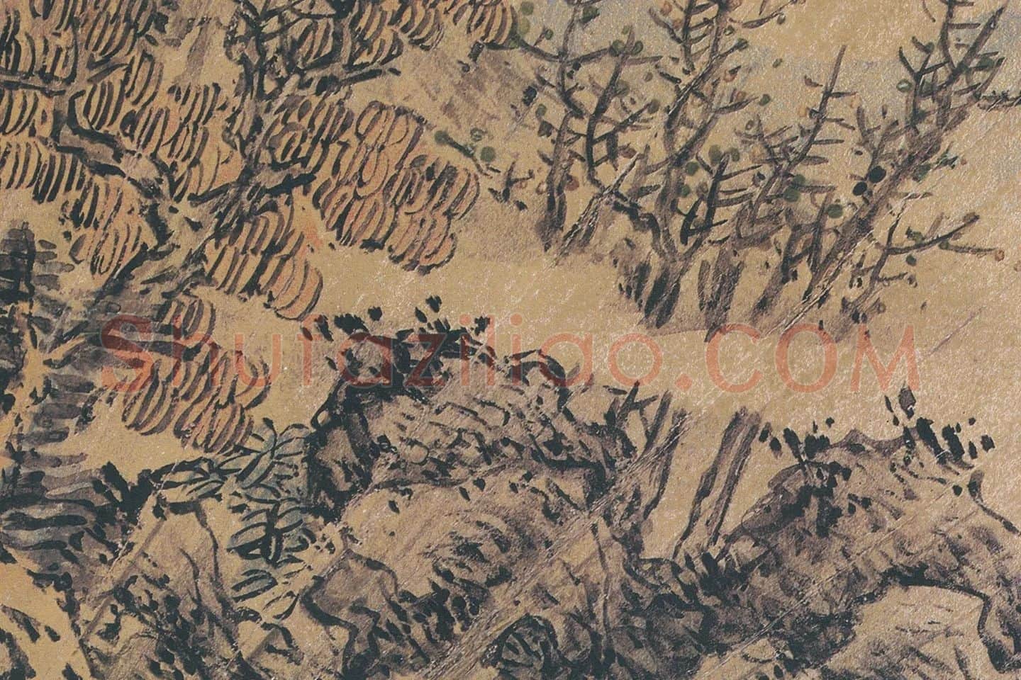 蓝瑛山水扇面画高清大图局部 (5)