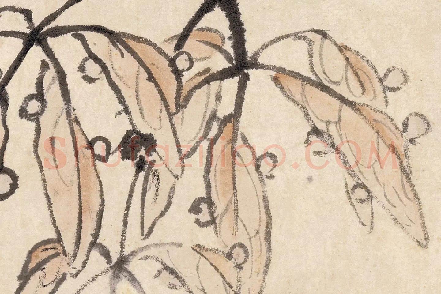 蓝瑛花鸟画《秋色梧桐图》局部 (3)