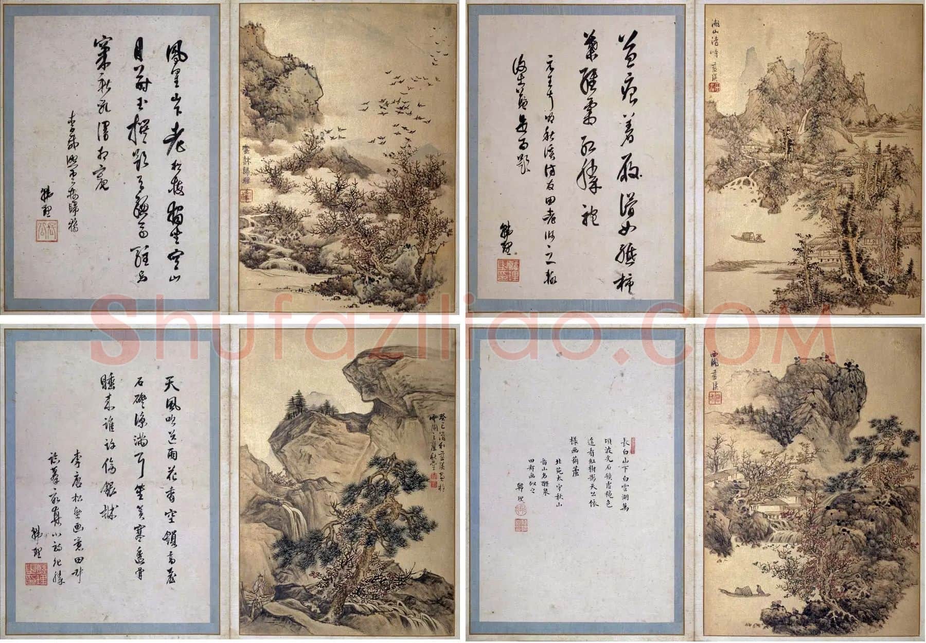 蓝瑛山水册页《澄观图》_01