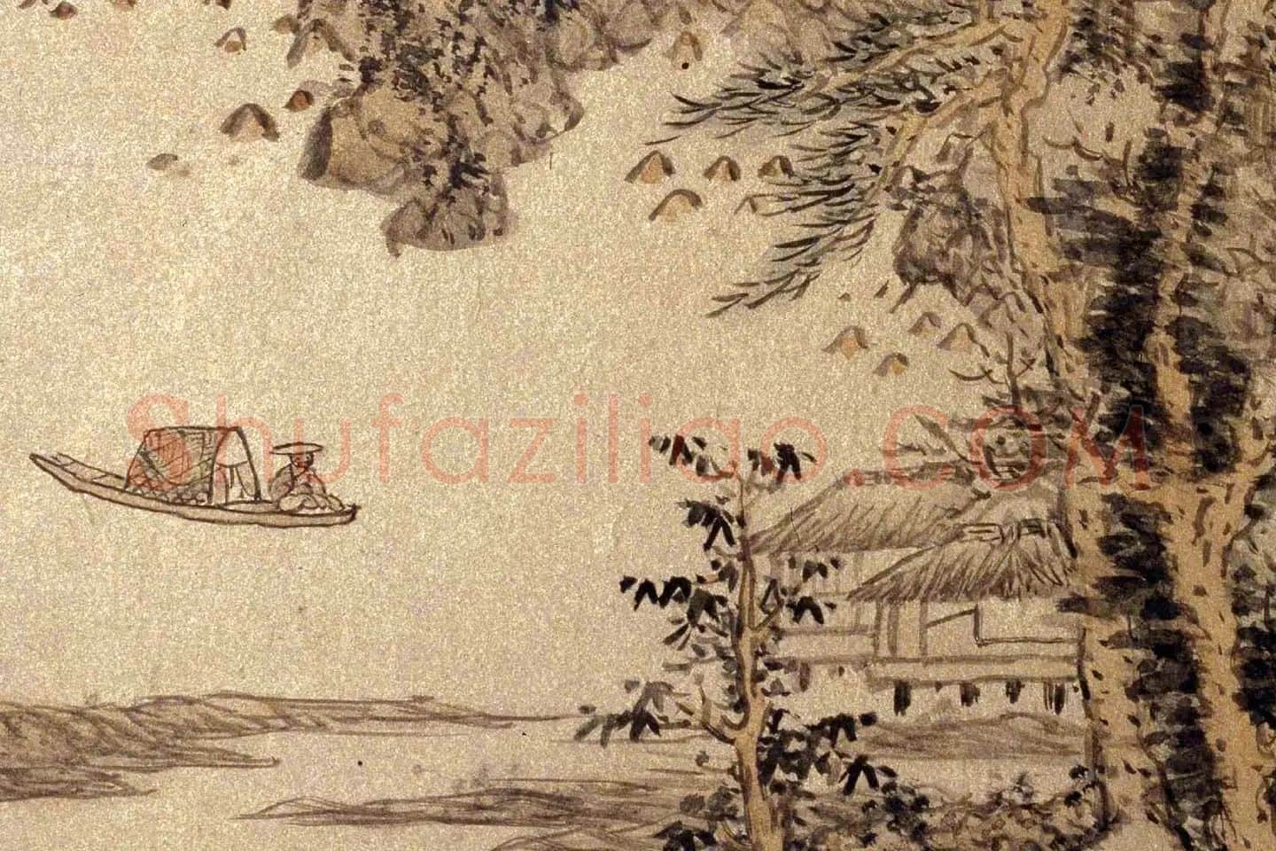 蓝瑛山水册页《澄观图》局部 (2)