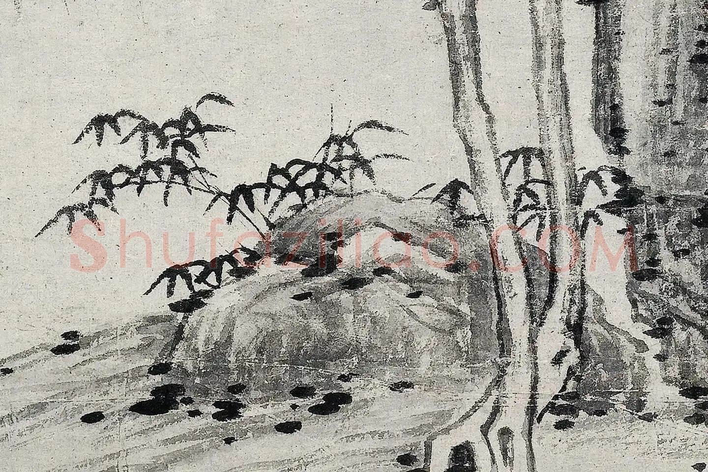 沈周水墨画《石竹图》局部 (1)