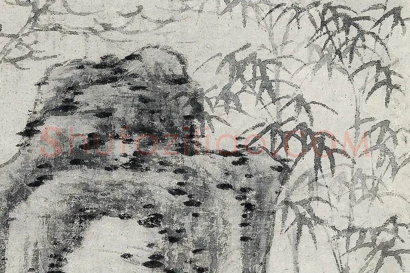 沈周水墨画《石竹图》局部 (2)
