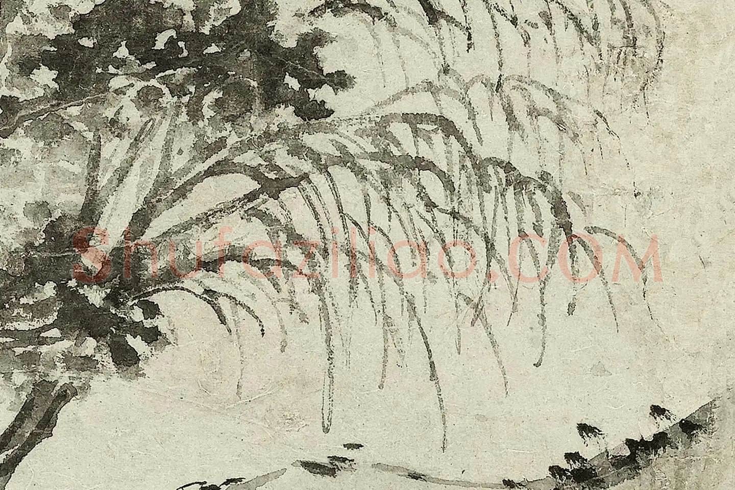 沈周水墨山水《垂钓图》局部 (3)
