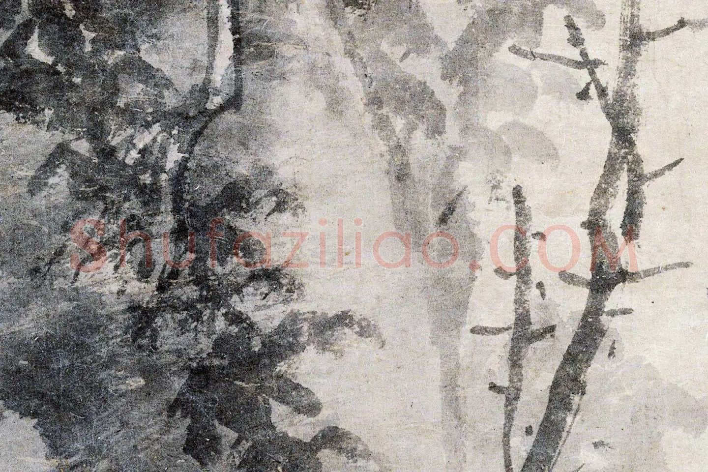 吴镇水墨画《松石图》局部 (6)