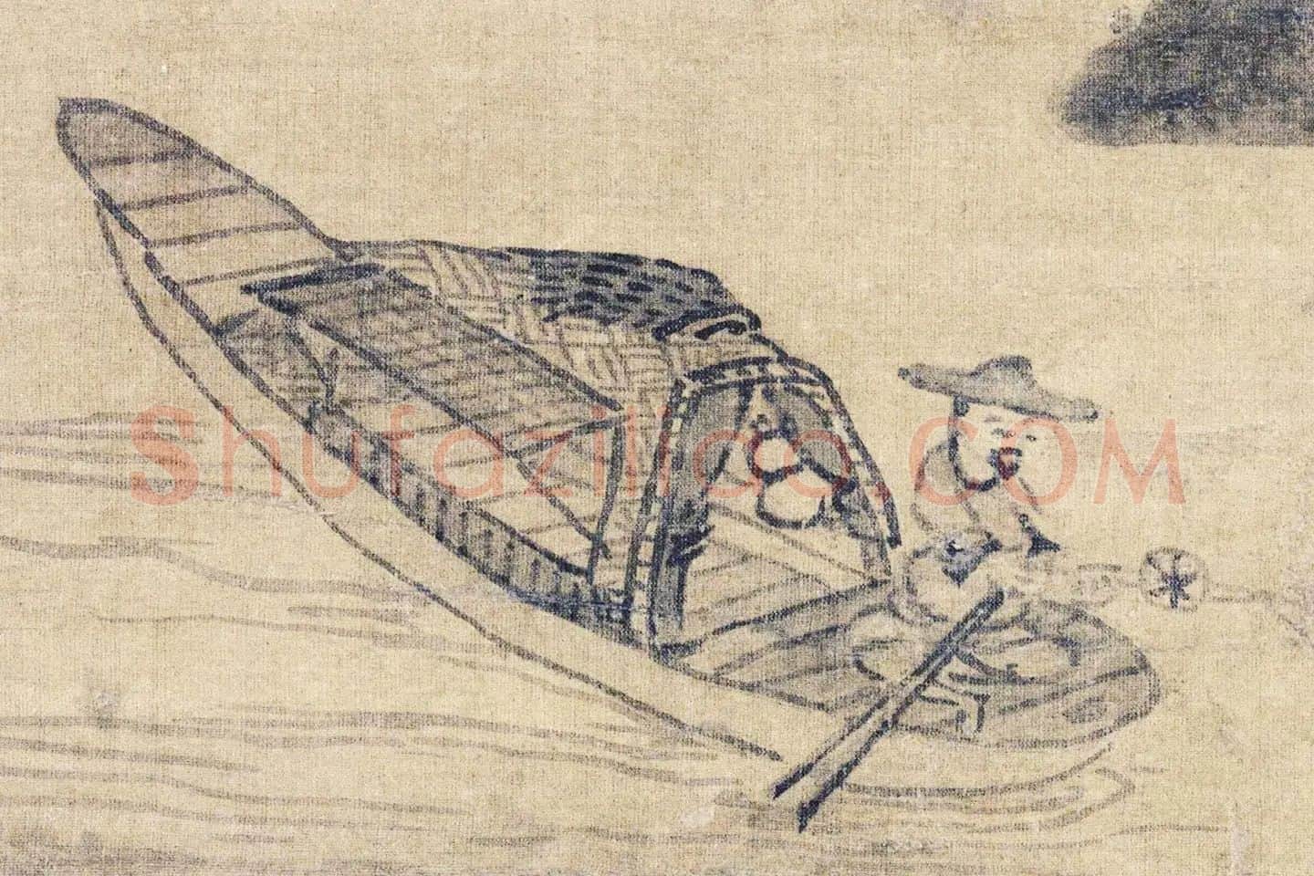 吴镇山水画《渔父图》局部 (1)