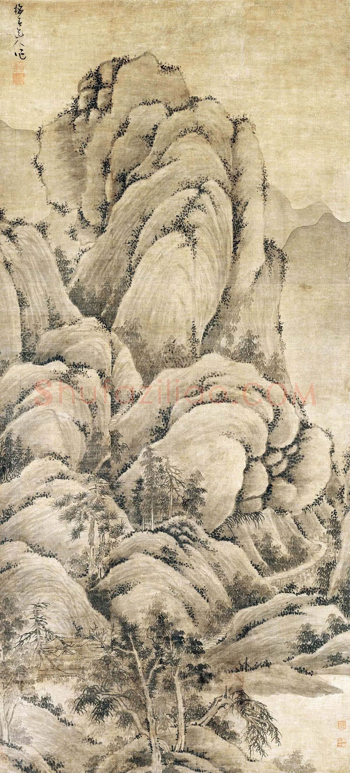 吴镇山水《溪山高隐图》轴