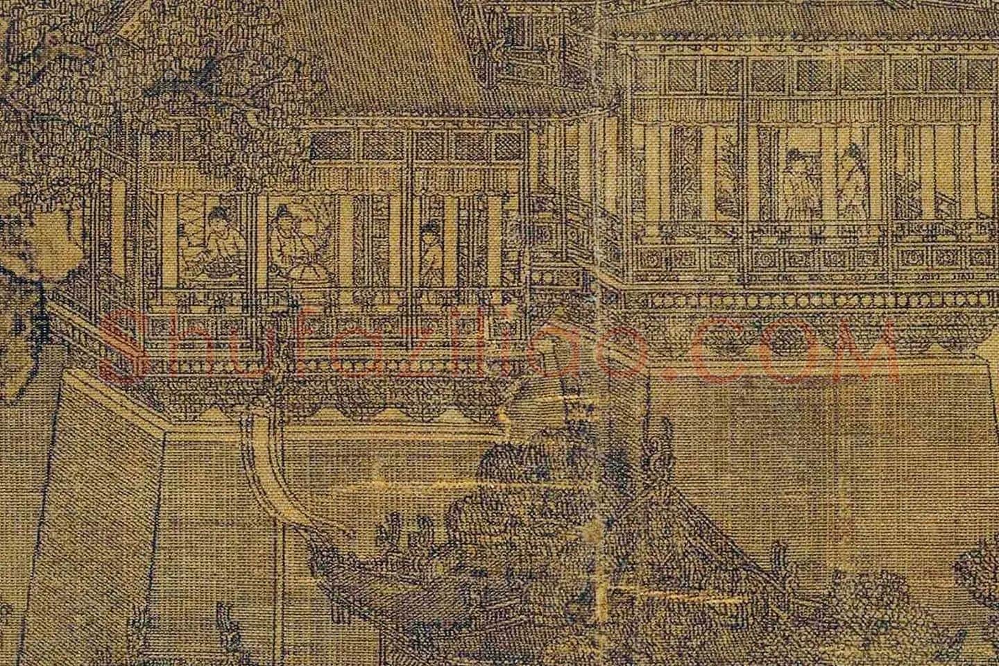 夏永界画《岳阳楼图》团扇页局部 (2)