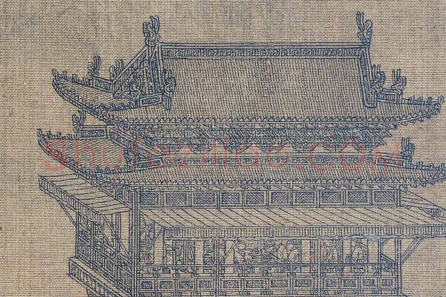 夏永界画山水《丰乐楼图》高清大图局部 (1)