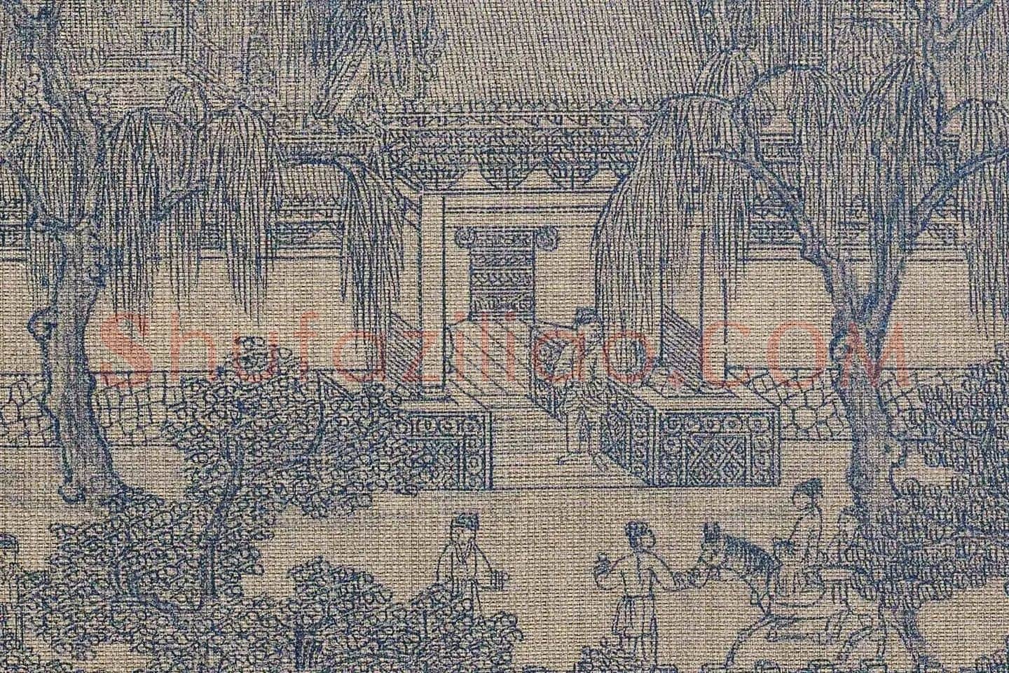 夏永界画山水《丰乐楼图》高清大图局部 (3)