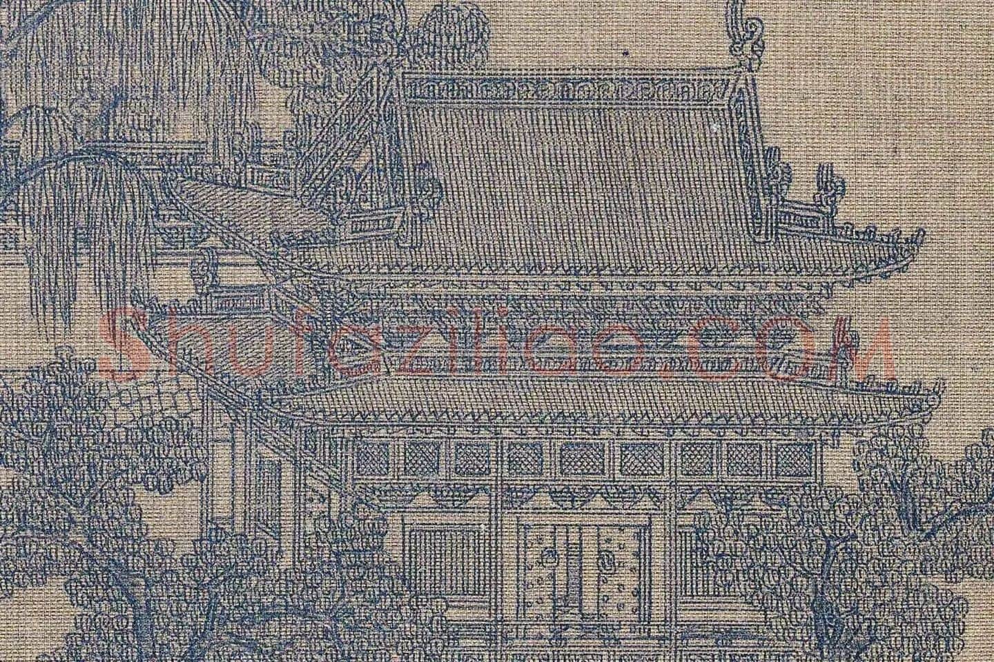 夏永界画山水《丰乐楼图》高清大图局部 (4)