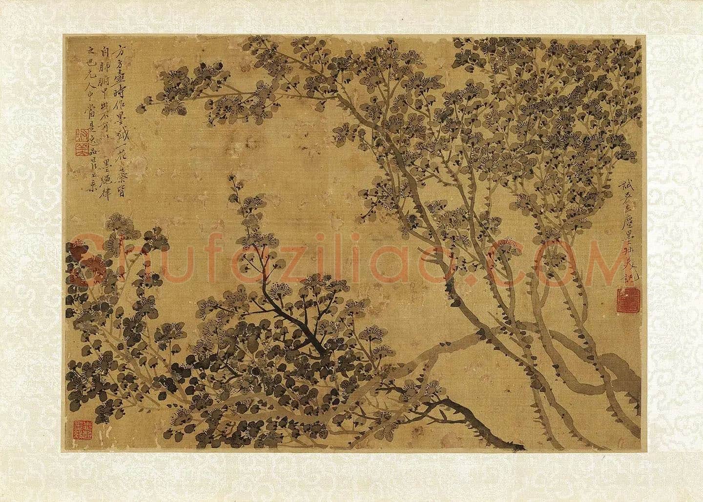 钱杜画梅花《仿方从义法》