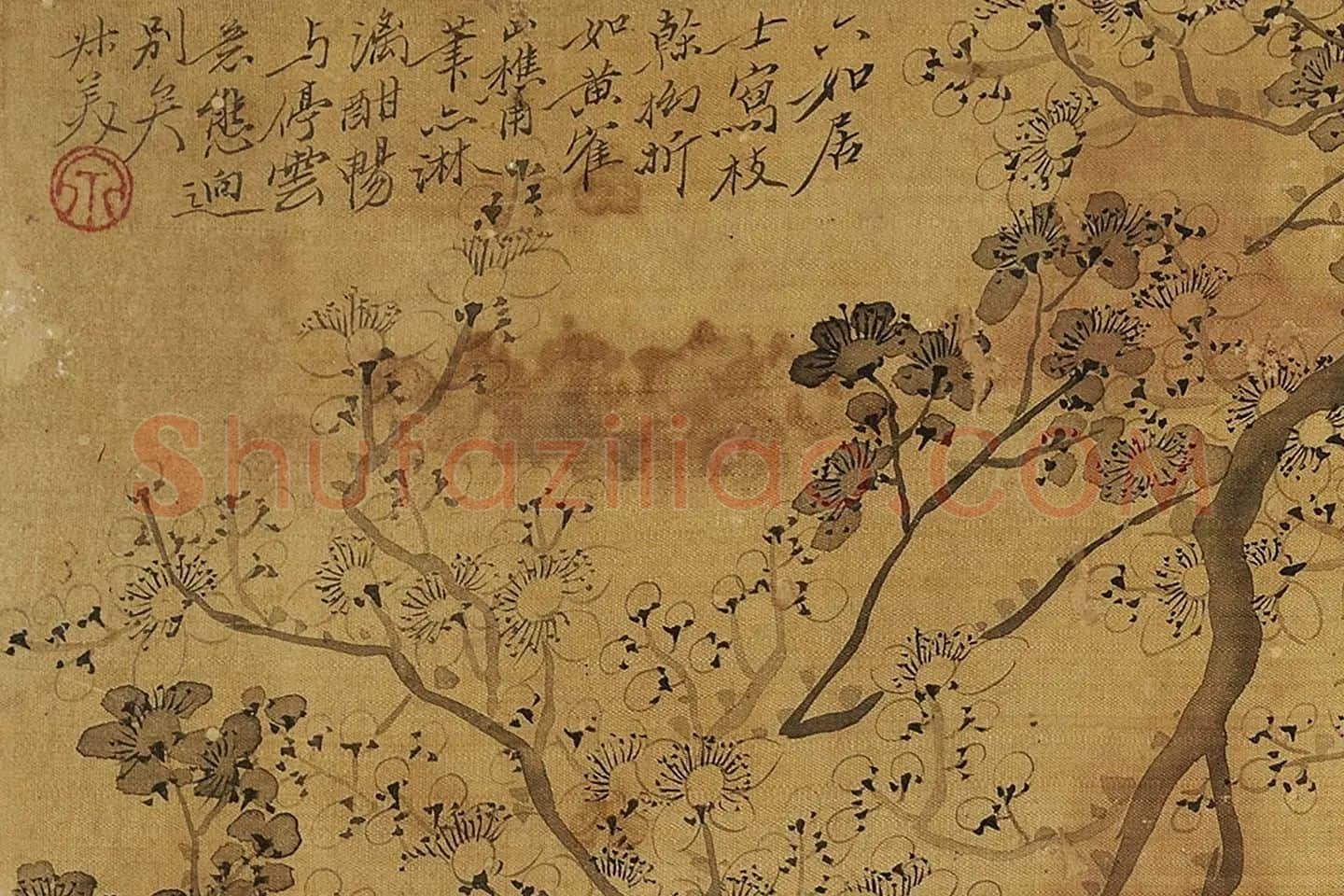 钱杜墨梅图《仿唐寅笔法》局部 (2)