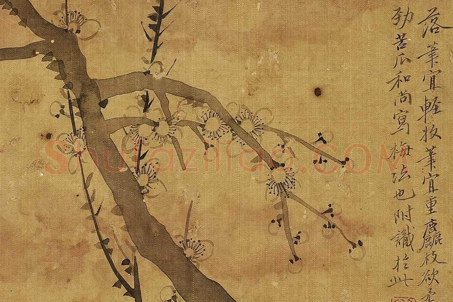 钱杜画梅花《西溪春影图》局部 (1)
