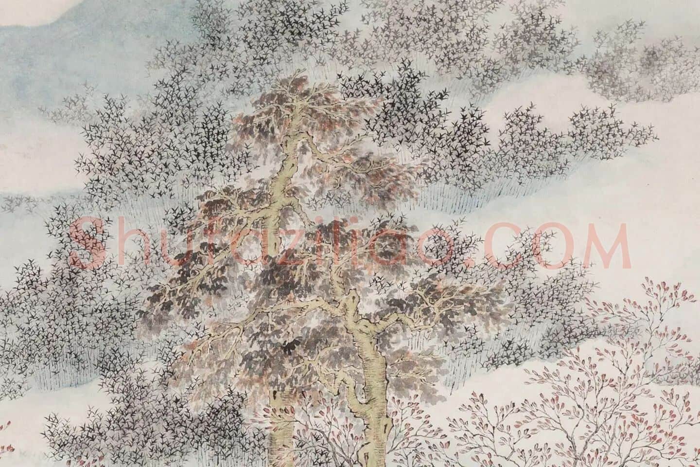 钱杜水人物画《虞山草堂步月诗意图》局部 (1)