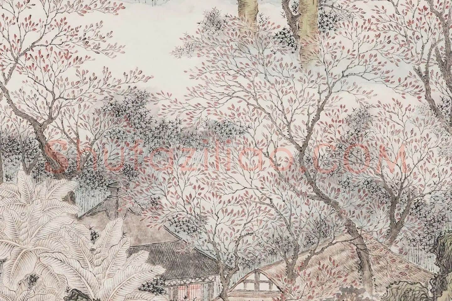 钱杜水人物画《虞山草堂步月诗意图》局部 (2)