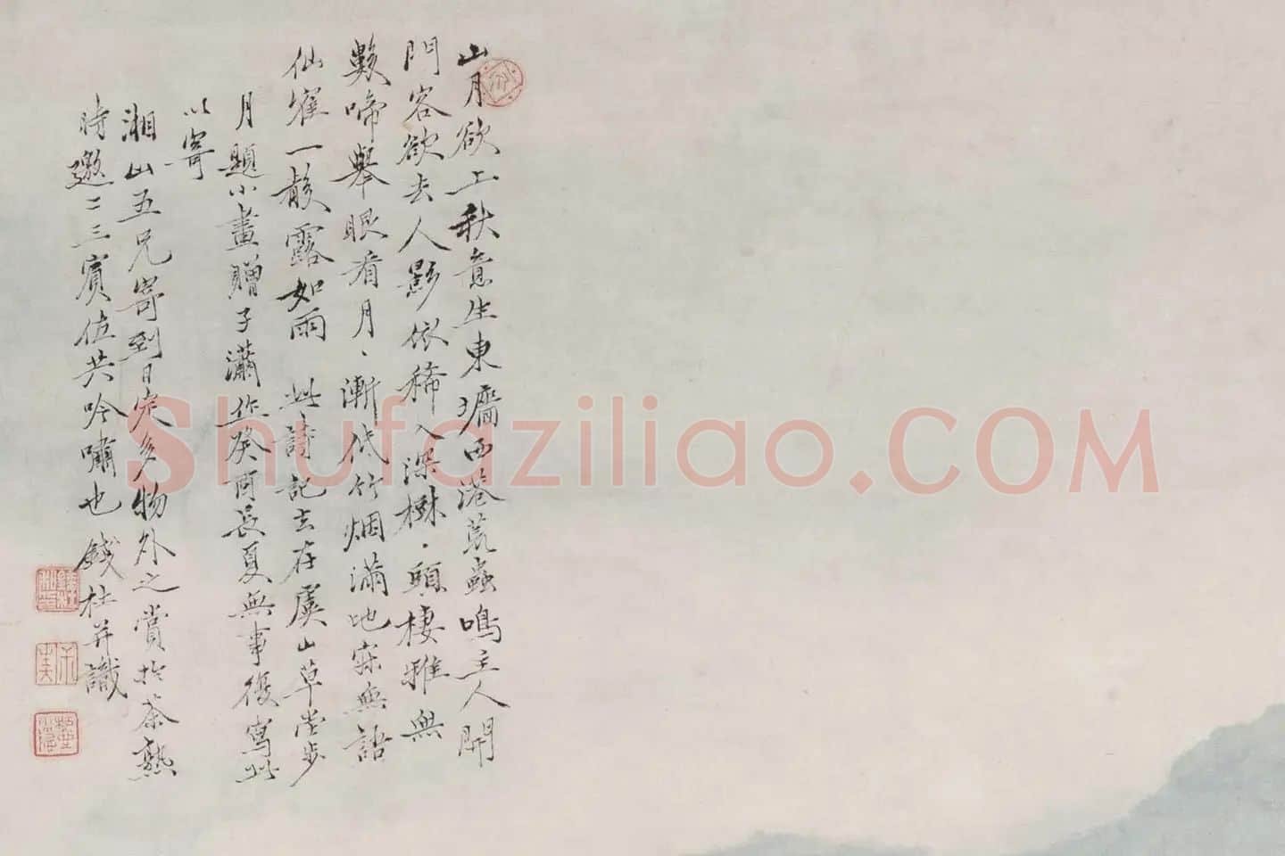 钱杜水人物画《虞山草堂步月诗意图》局部 (5)