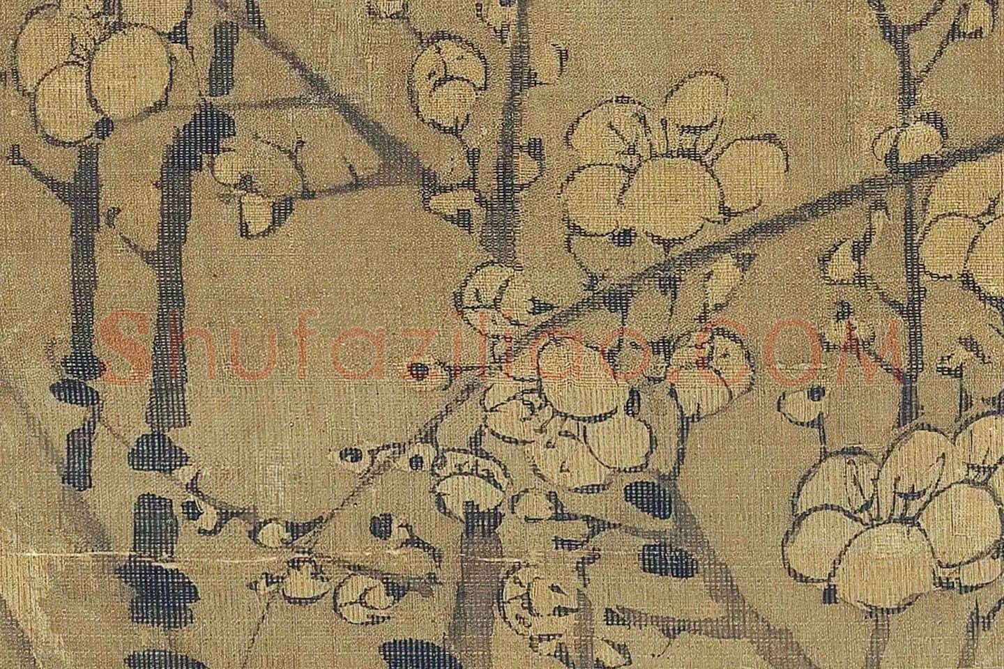 王冕画梅花《南枝春早图》高清大图局部 (2)