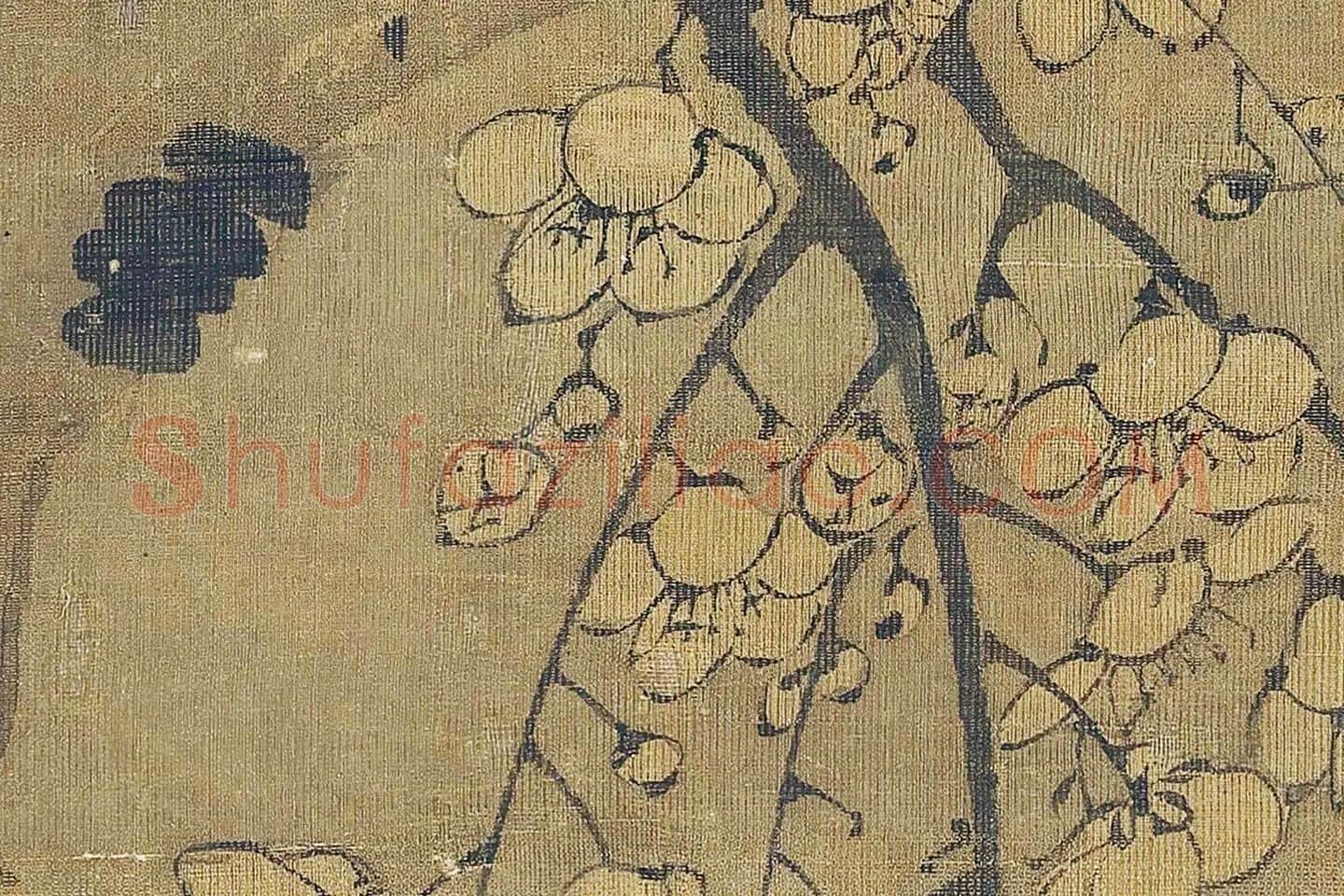 王冕画梅花《南枝春早图》高清大图局部 (6)