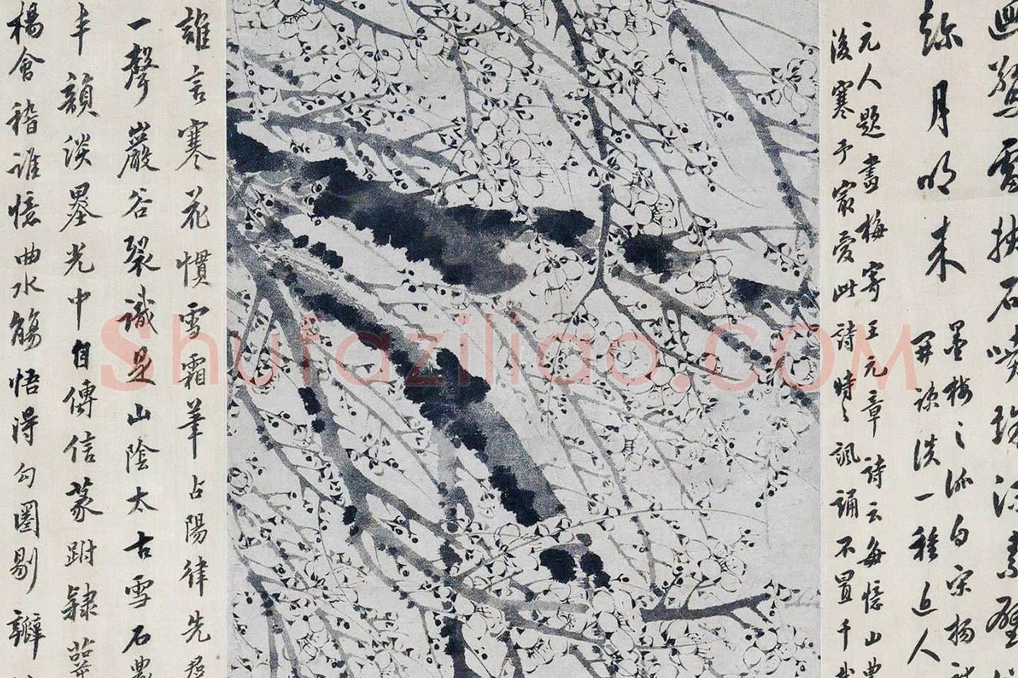 王冕墨梅图立轴局部 (1)