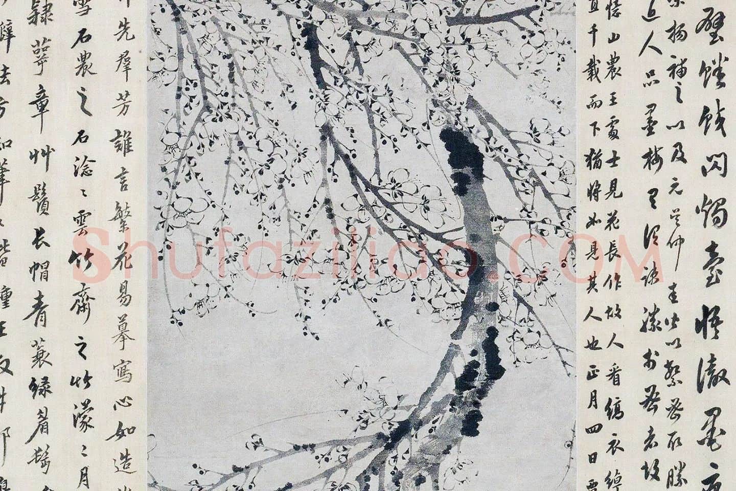 王冕墨梅图立轴局部 (2)