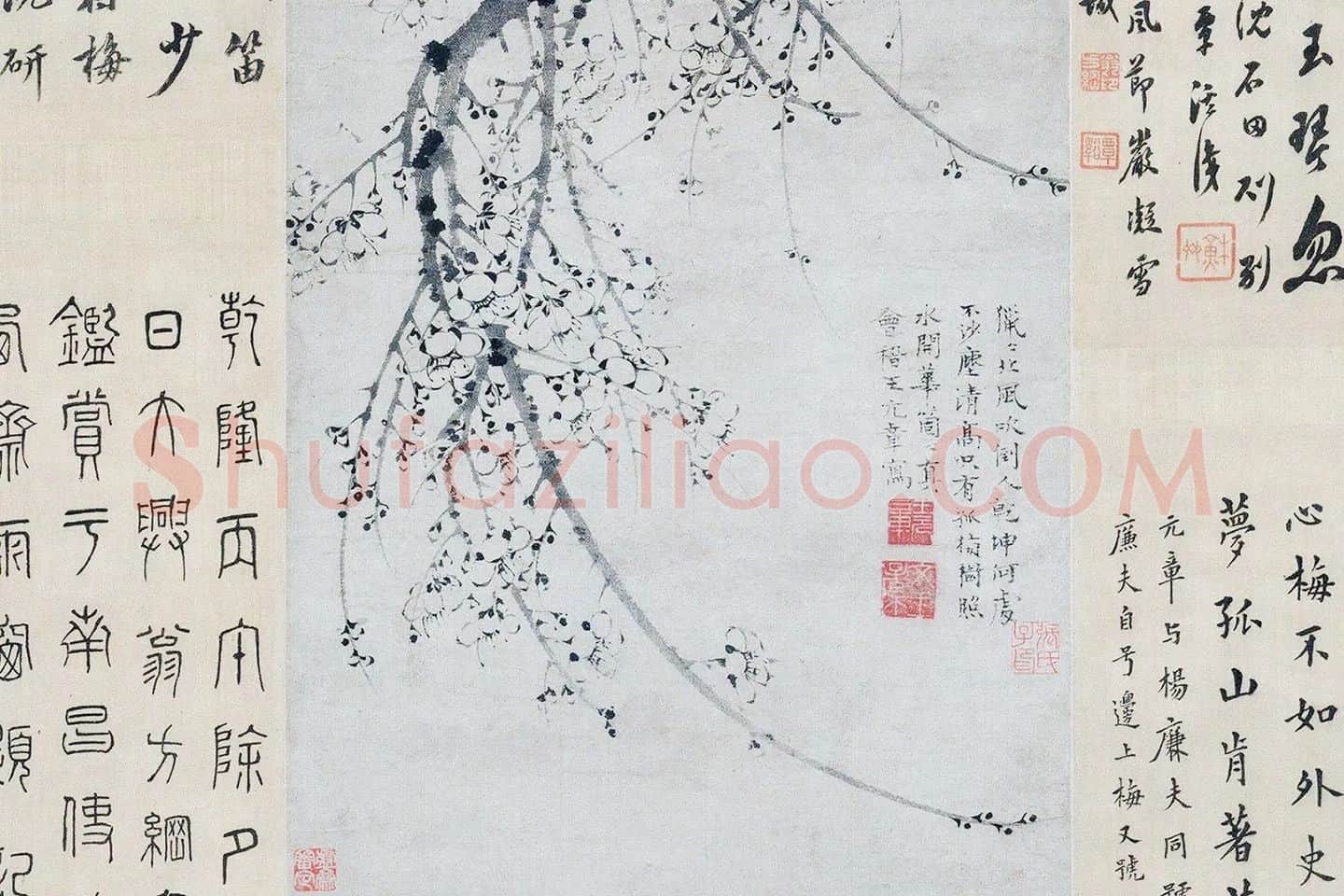 王冕墨梅图立轴局部 (3)