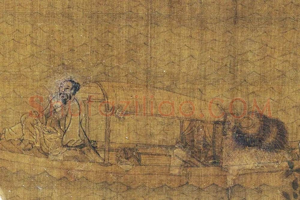 王诜山水人物画《清溪泛艇图》局部 (1)