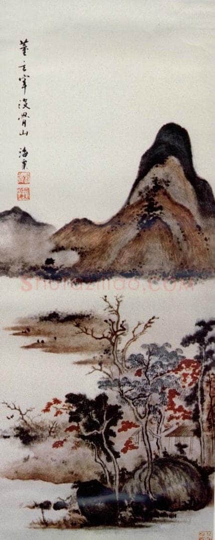 刘海粟 拟董玄宰没骨山 书画作品