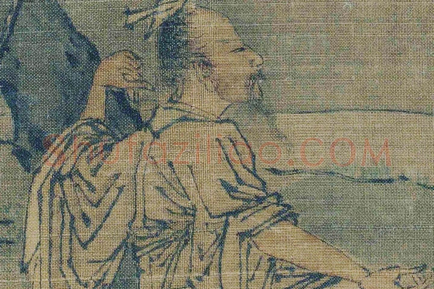 山水人物画《柳荫高士图》局部 (1)