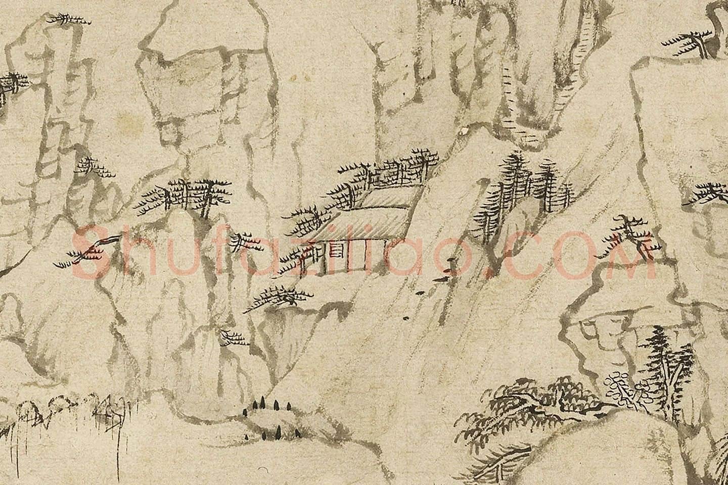 传巨然山居图局部 (2)
