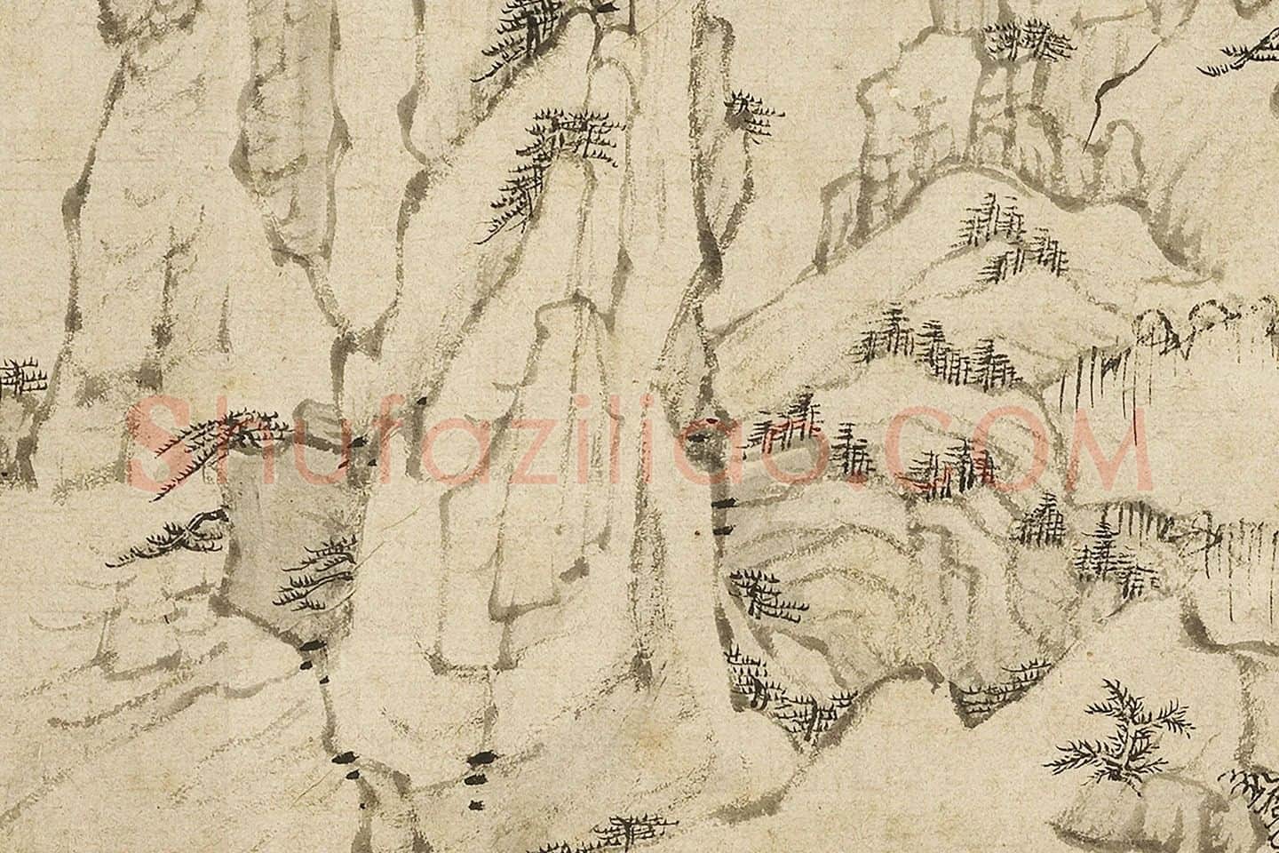 传巨然山居图局部 (3)