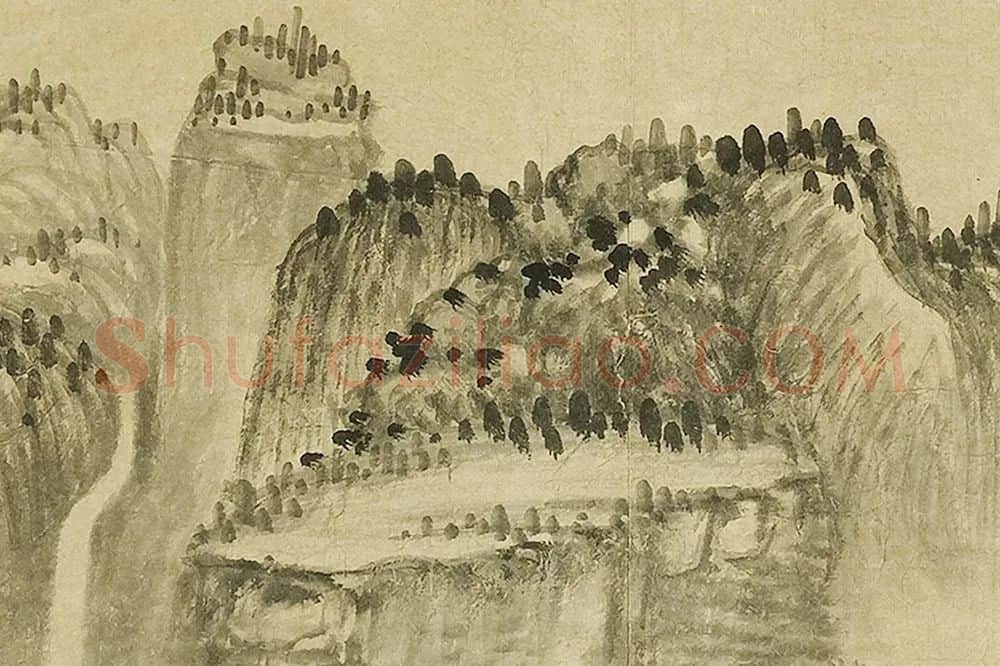 巨然山水画《阁皂灵踪图》局部 (3)