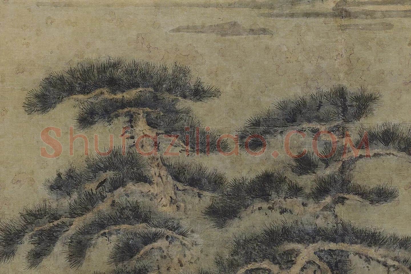 巨然山水画《阔浦遥山》局部 (1)