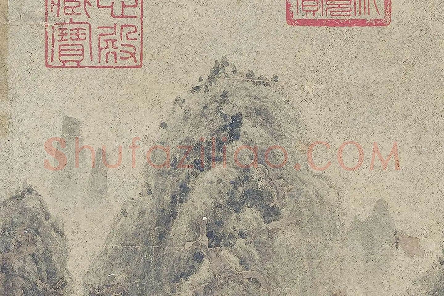 巨然山水《富春山图》高清大图局部 (1)