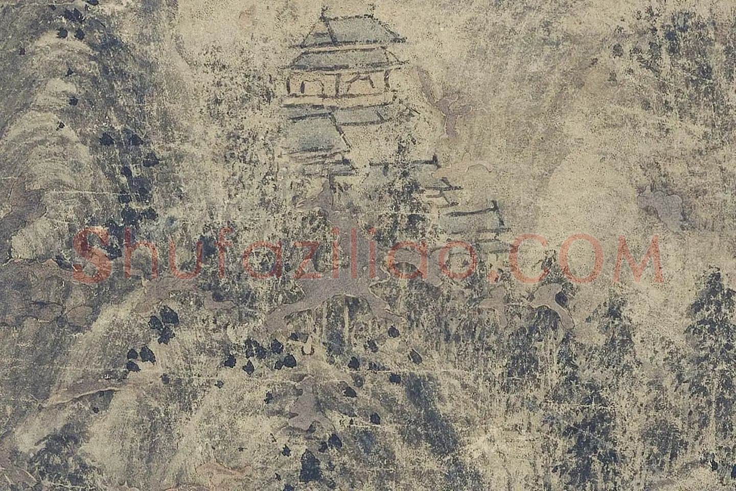 巨然山水《富春山图》高清大图局部 (5)