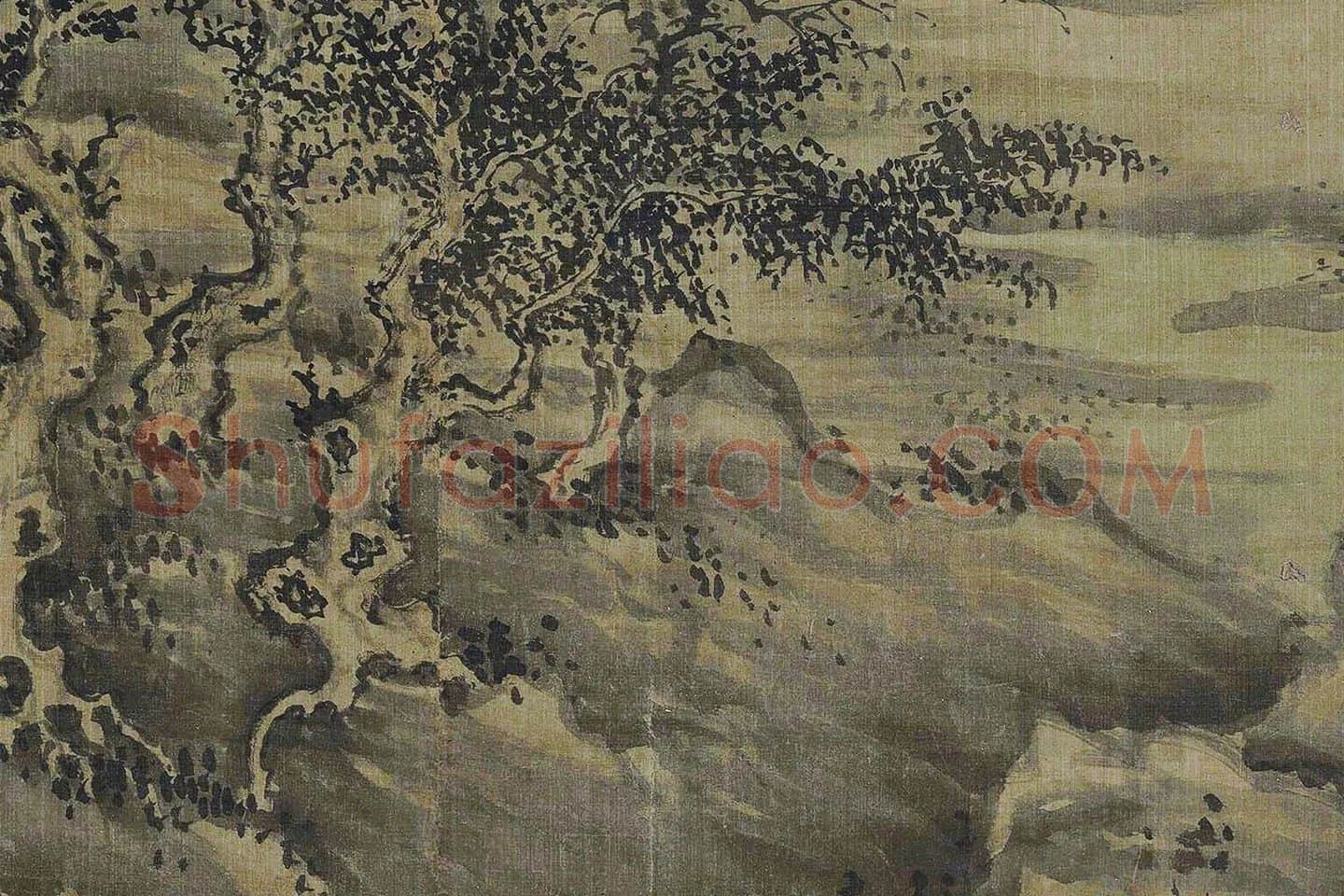 传巨然山水画《溪山林薮图》局部 (3)