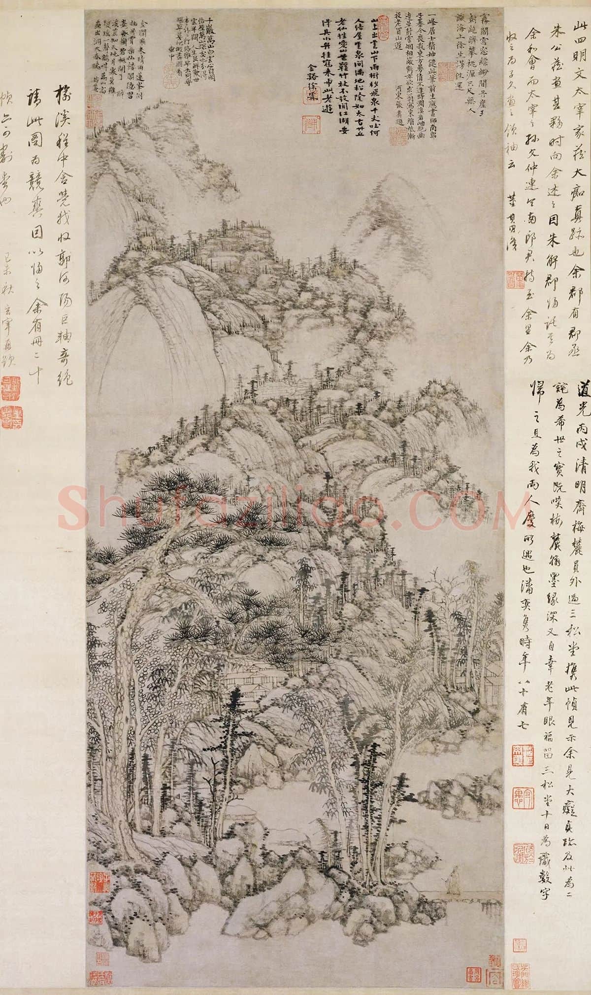 黄公望山水画《丹崖玉树图》轴