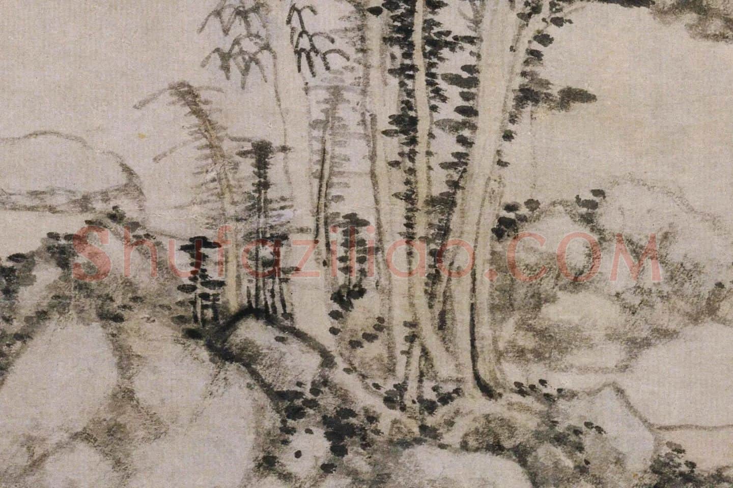 黄公望山水画《丹崖玉树图》高清大图局部 (2)