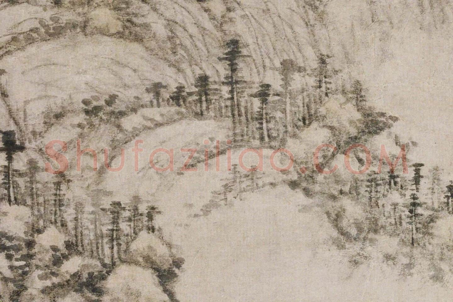 黄公望山水画《丹崖玉树图》高清大图局部 (6)