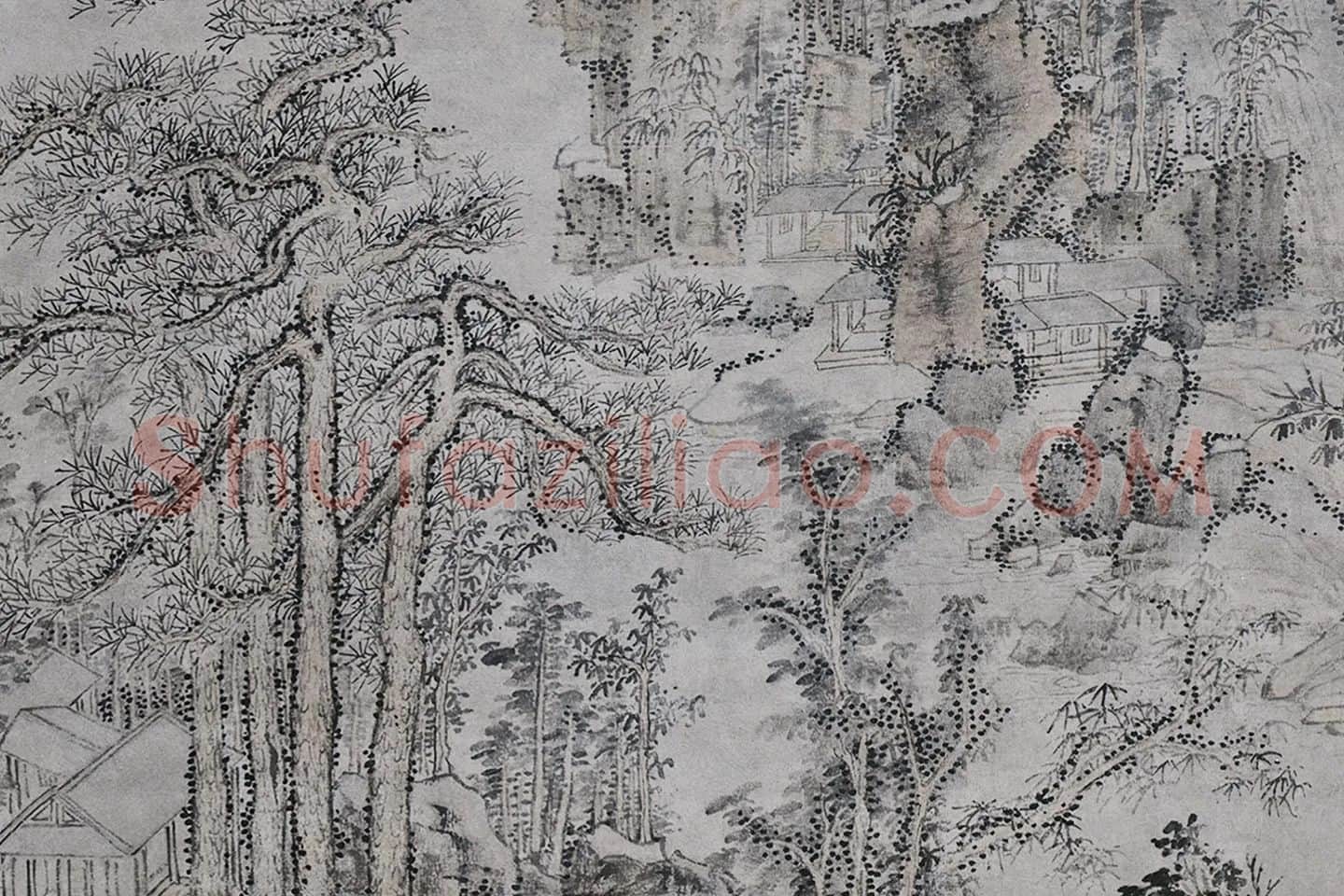 元黄公望山水画《天池石壁图》局部 (1)