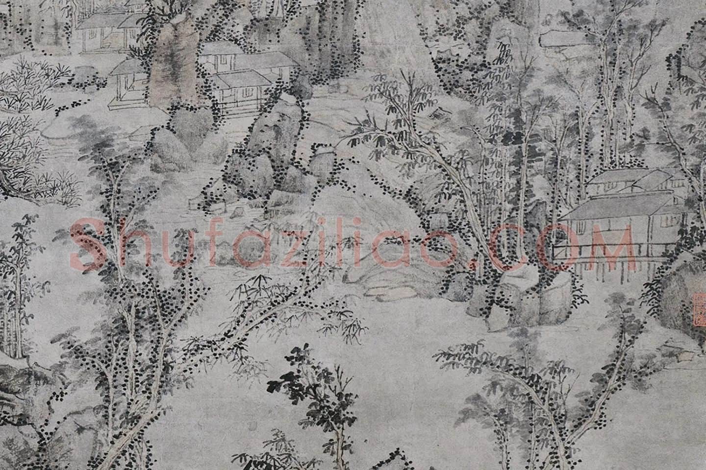 元黄公望山水画《天池石壁图》局部 (2)