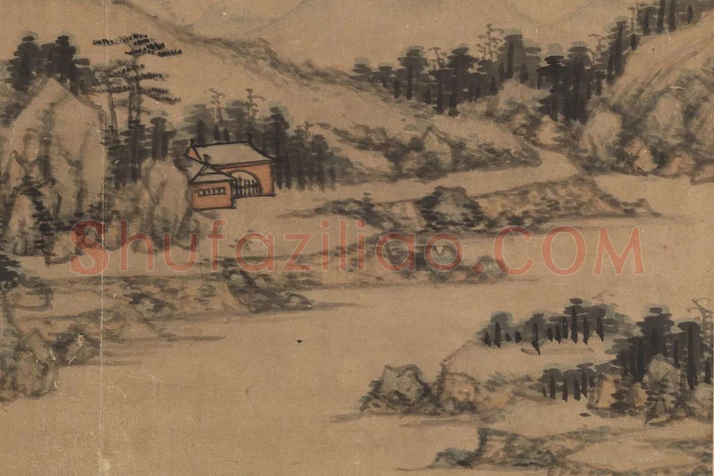 黄公望山水《远屿浮图》局部 (2)